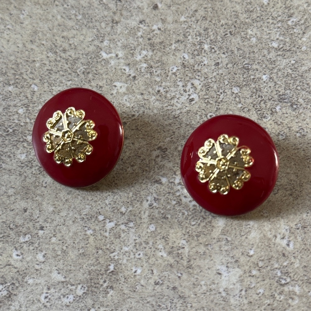 💖4/$20 New Red and Gold Floral Earrings